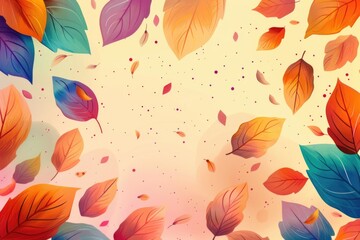 Wall Mural - A bunch of colorful leaves are flying through the air