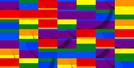 colors of the rainbow flag lgbtq+, tiles random placement, pattern texture in yellow and blue, moder