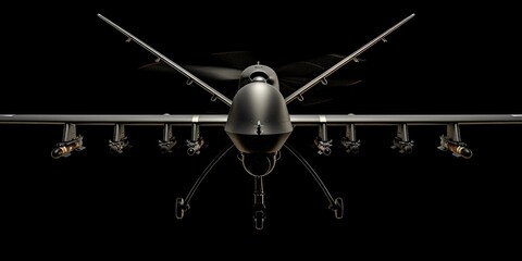 Wall Mural - a military plane with propellers against a dark or black background, perfect for uses such as aviati