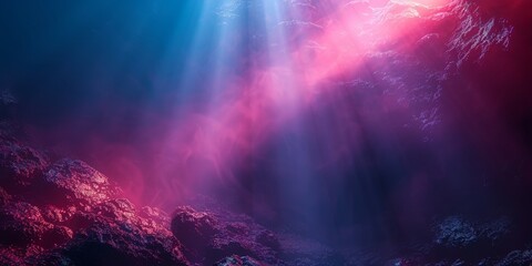 Wall Mural - a beam of blue light in a purple background.