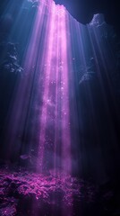 Wall Mural - A beam of blue light in a purple background. 