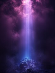 Wall Mural - a beam of blue light in a purple background.