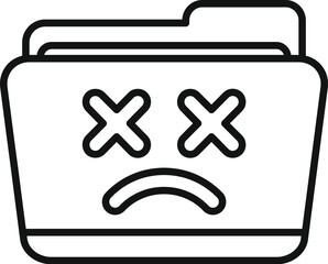 Sticker - File folder is displaying a sad face, indicating a problem or error