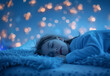 © oneli - Photo portrait of Peaceful Child Sleeping Under a Starry Night Light