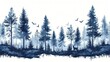© Tuong - Silhouette of Christmas Fir Trees in Coniferous Spruce Forest Panorama - Evergreen Wood Park Vector on White Background