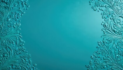 Poster - Teal Floral Ornamental Background. with copy space for text