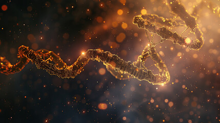 a DNA double helix floating in space