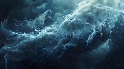 Wall Mural - abstract blue nebula background illustration