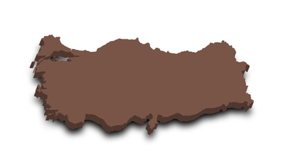 3d Map of Turkey with color.  Türkiye country map