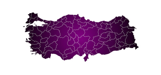 Turkey administrative map. states map of Türkiye with color, blank Map, empty map of Turkey