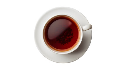 Wall Mural - Cup of tea seen from above isolated on a transparent background. Top View.
