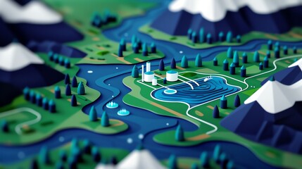 Environmental impact, water conservation, flat design illustration