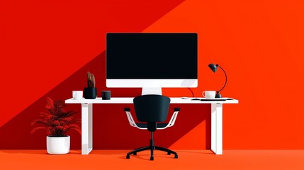 Split screen, dividing monitor, flat design illustration
