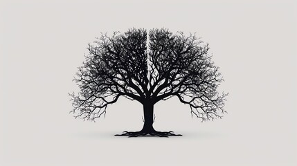 tree branch splitting, forked branches, flat design illustration