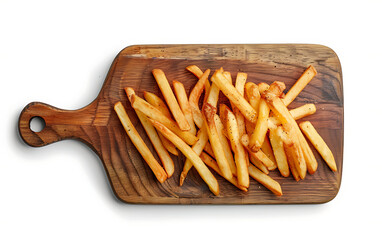 Plate of tasty French Fries with on white background.