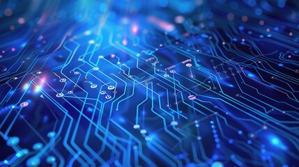 Dazzling Blue Technology Background: Showcasing Advanced and Innovative Technological Elements