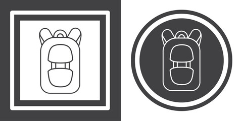 Wall Mural - Vector. School bag symbol. Black and white icon symbol design in flat.