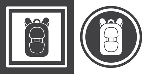 Poster - Vector. School bag symbol. Black and white icon symbol design in flat.