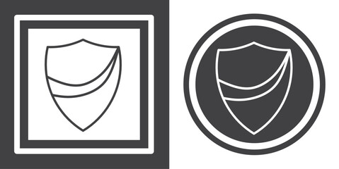 Sticker - Vector. Shield symbol. Black and white icon symbol design in flat.