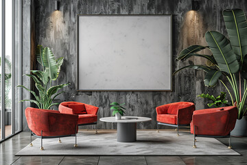 Wall Mural - Contemporary Office Lobby Minimalist Design with empty frame