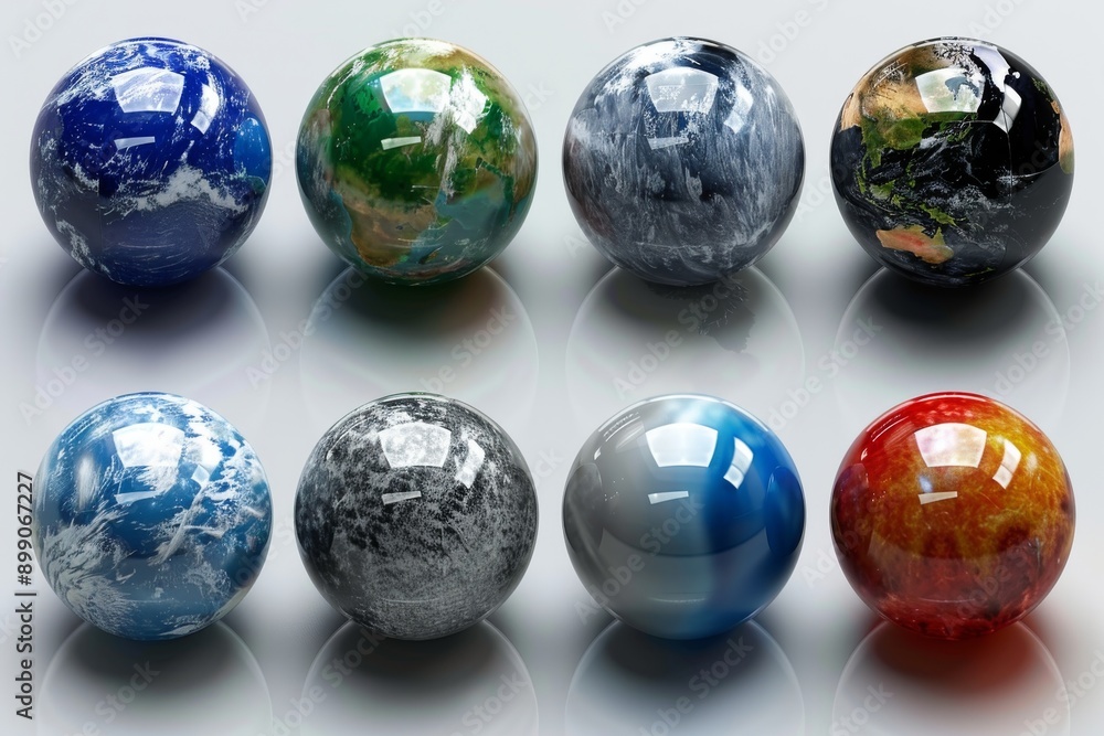 Six colorful glass spheres with unique textures perfect for adding a ...