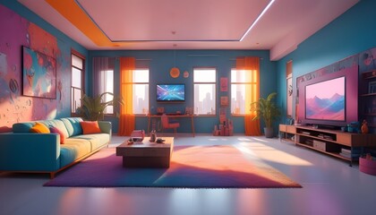 Photo interior modern design room 3d illustration