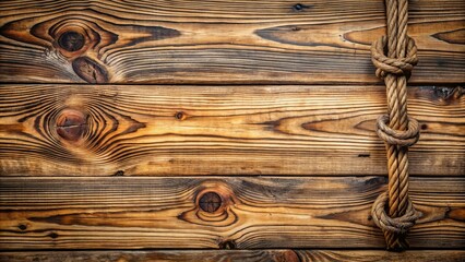 Wall Mural - Rustic wooden planks with intricate knots and grain patterns create a distressed vintage finish on a weathered wooden surface.