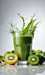 Fresh Green Smoothie with Kiwi Splash.