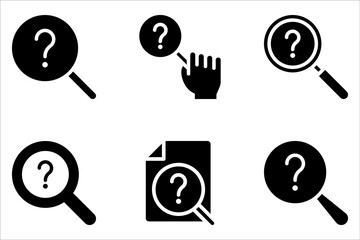 Wall Mural - magnifying glass with question mark icon set. search sign on white background