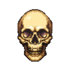 Wall Mural - 8-bit pixel art of a single skull on transparent background