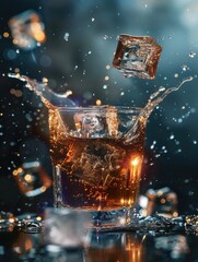 Canvas Print - Glass with Ice Cubes