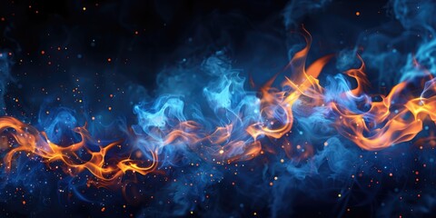 Wall Mural - Close-up of flames on dark background