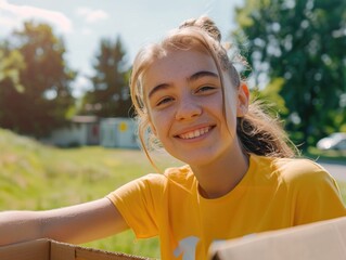 Canvas Print - Girl Holding Gift Box