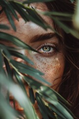 Wall Mural - Woman with freckles