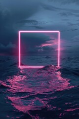 Sticker - Pink Neon Frame Floating Water