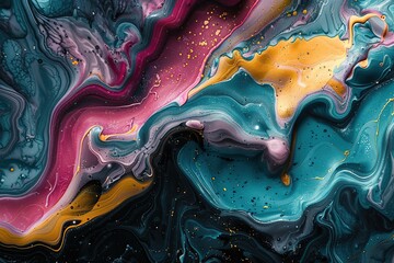 Wall Mural - A wavy design with lots of colours on colourful background. Generative ai.