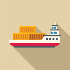 Sticker - Illustration of a container ship transporting cargo at sea, symbolizing global trade and logistics