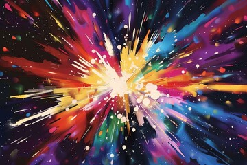 Abstract pop background with explosion of colors to the beat