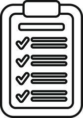 Canvas Print - This simple line drawing represents a clipboard featuring several lines with check marks, symbolizing completed tasks or goals