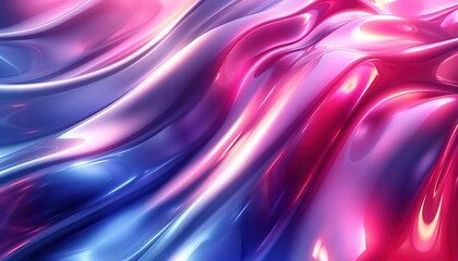 Poster - Abstract 3d render, iridescent background design