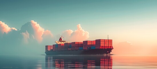 Container cargo ship with containers, generative ai