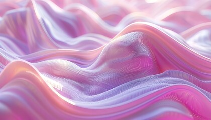 Wall Mural - Abstract 3d render, iridescent wavy line, background design 