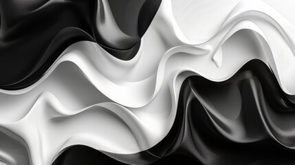 Wall Mural - Abstract Black and White Wavy Surface