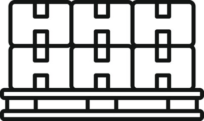 Poster - Line drawing of six storage boxes stacked on a wooden pallet, representing shipping and logistics