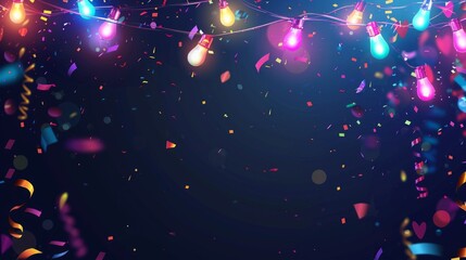 Wall Mural - Colorful Confetti and Lights - Festive Celebration Background