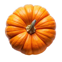 Orange pumpkin top view isolated on transparent background