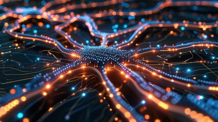 Wall Mural - A computer generated image of a brain with many lines and dots
