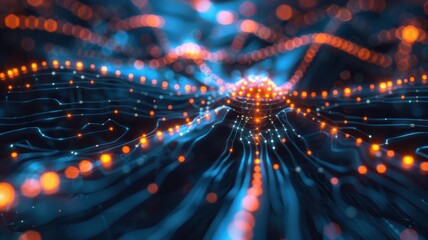 Wall Mural - A computer generated image of a blue and orange wave pattern