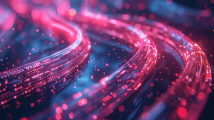 Wall Mural - A colorful, abstract image of a wire with red and blue lines