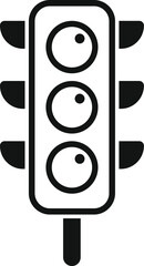 Sticker - Simple black and white icon of a traffic light showing stop, caution, and go signals